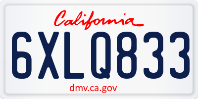 CA license plate 6XLQ833