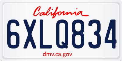 CA license plate 6XLQ834