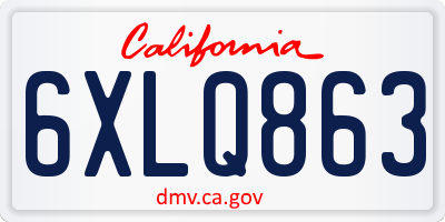 CA license plate 6XLQ863