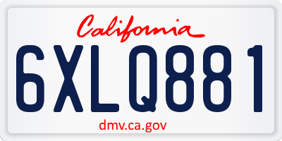 CA license plate 6XLQ881