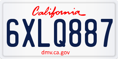 CA license plate 6XLQ887