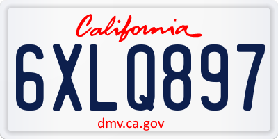 CA license plate 6XLQ897