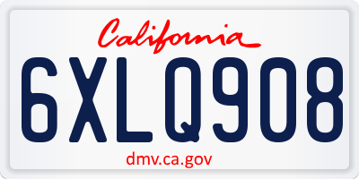CA license plate 6XLQ908