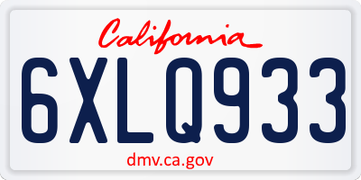 CA license plate 6XLQ933
