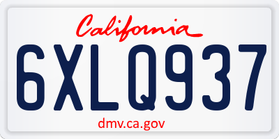 CA license plate 6XLQ937