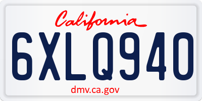 CA license plate 6XLQ940