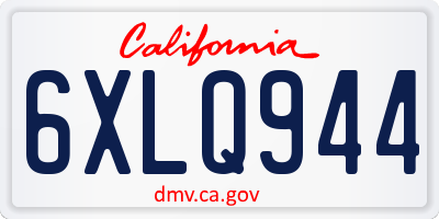 CA license plate 6XLQ944