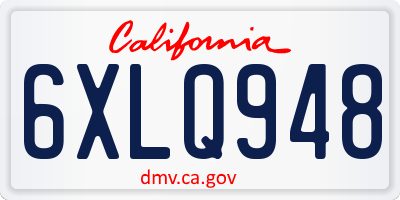 CA license plate 6XLQ948
