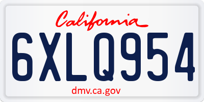 CA license plate 6XLQ954