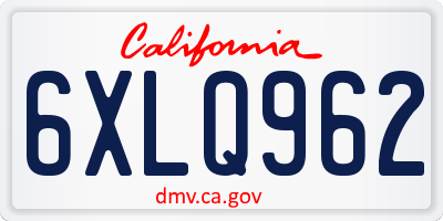 CA license plate 6XLQ962