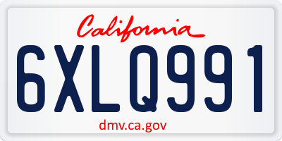 CA license plate 6XLQ991