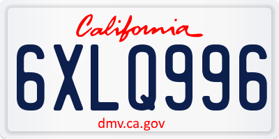 CA license plate 6XLQ996