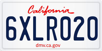 CA license plate 6XLR020