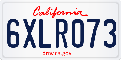 CA license plate 6XLR073