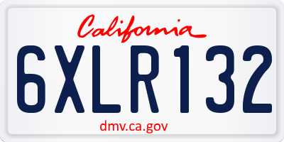 CA license plate 6XLR132