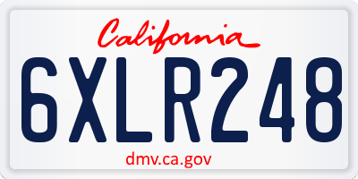 CA license plate 6XLR248