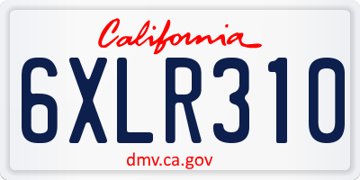CA license plate 6XLR310