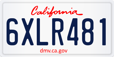 CA license plate 6XLR481