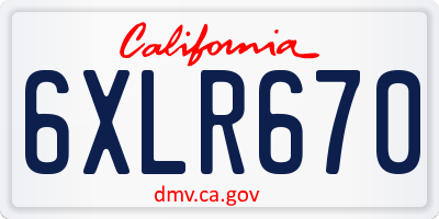 CA license plate 6XLR670