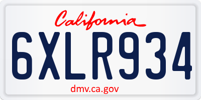 CA license plate 6XLR934