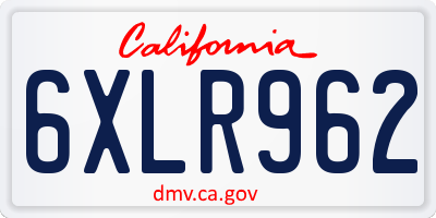 CA license plate 6XLR962