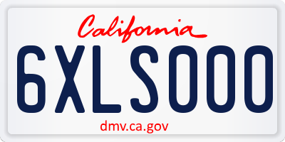 CA license plate 6XLS000