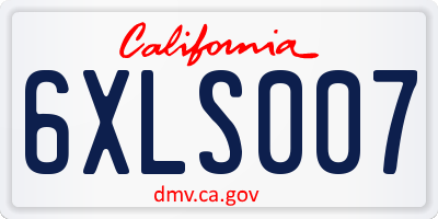 CA license plate 6XLS007