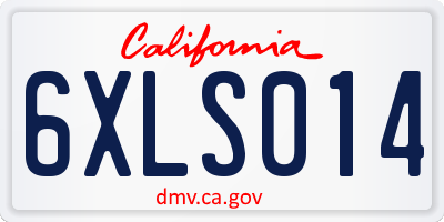 CA license plate 6XLS014