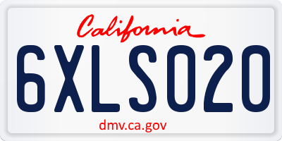CA license plate 6XLS020