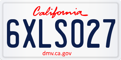 CA license plate 6XLS027