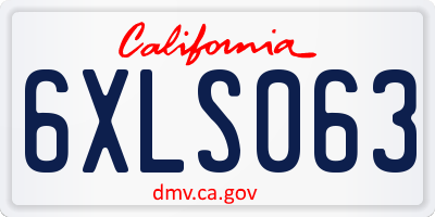 CA license plate 6XLS063