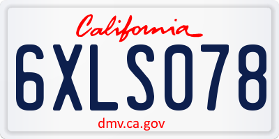 CA license plate 6XLS078