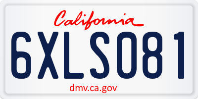 CA license plate 6XLS081