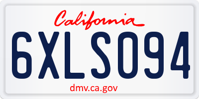 CA license plate 6XLS094