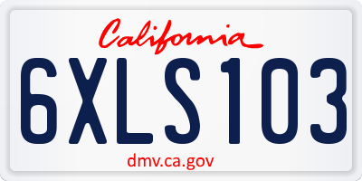 CA license plate 6XLS103