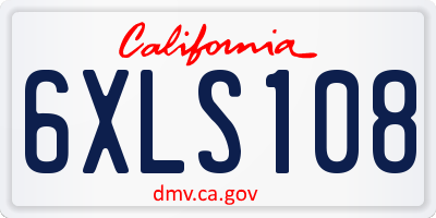 CA license plate 6XLS108