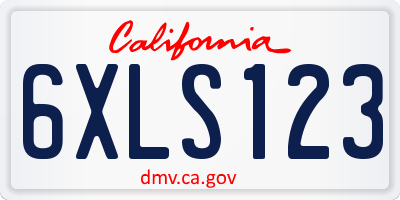 CA license plate 6XLS123
