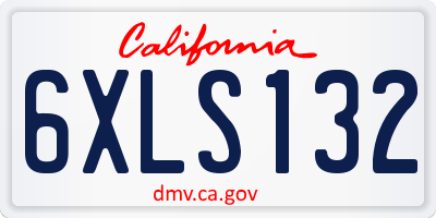 CA license plate 6XLS132