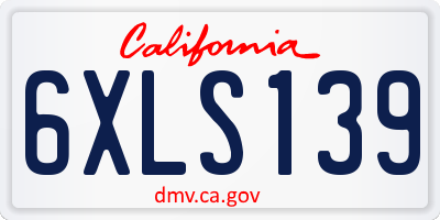 CA license plate 6XLS139