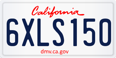 CA license plate 6XLS150