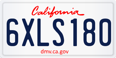 CA license plate 6XLS180