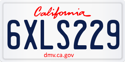 CA license plate 6XLS229