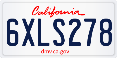 CA license plate 6XLS278