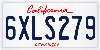 CA license plate 6XLS279