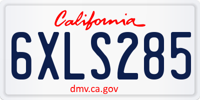 CA license plate 6XLS285