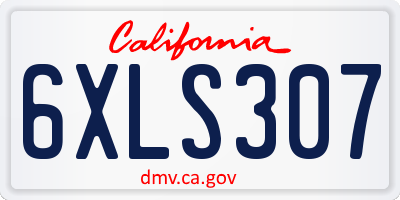 CA license plate 6XLS307