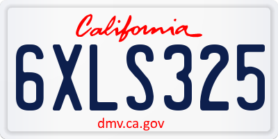 CA license plate 6XLS325
