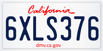 CA license plate 6XLS376