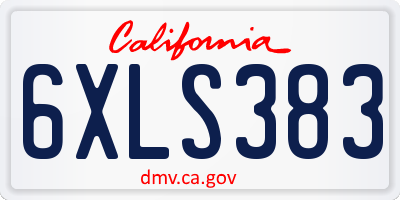 CA license plate 6XLS383