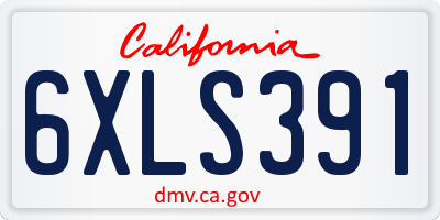 CA license plate 6XLS391